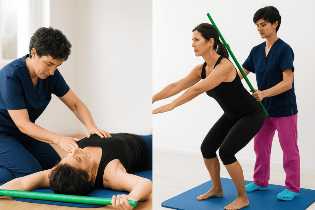 Rehabilitación y Ejercicios Terapéuticos Supervisados a Domicilio con MAQMUN Médica. Rutina de ejercicios básicos, diseñados para adaptarse al progreso